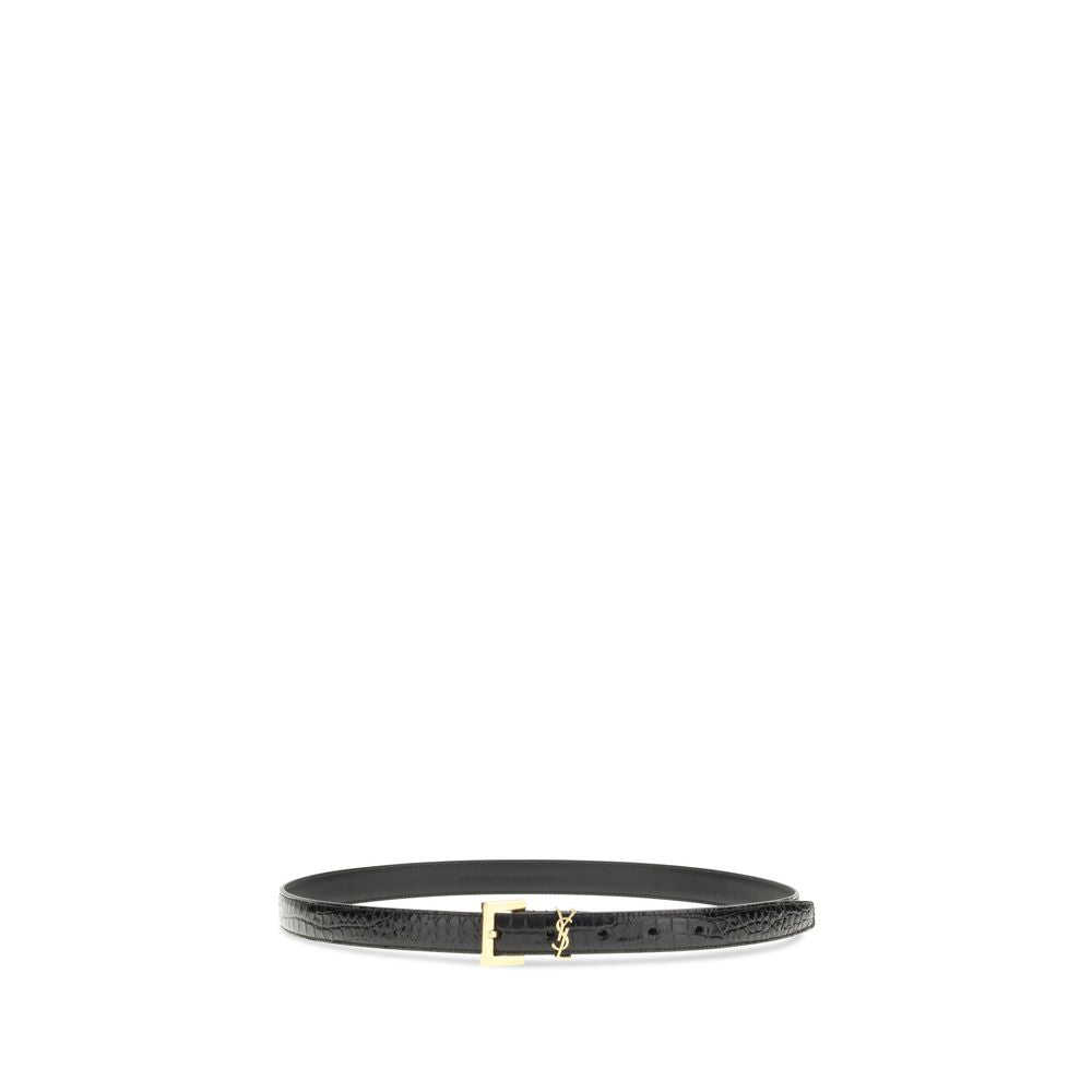 Saint Laurent Cassandre-Gürtel mit Krokodil-Effekt