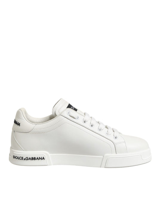 Dolce & Gabbana Schwarz Weiß Leder Portofino Sneaker Schuhe