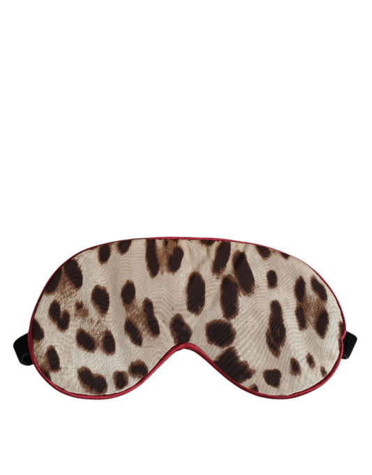 Dolce & Gabbana Braunes Leopardenmuster Seide Frauen Accessoire Schlaf Augenmaske