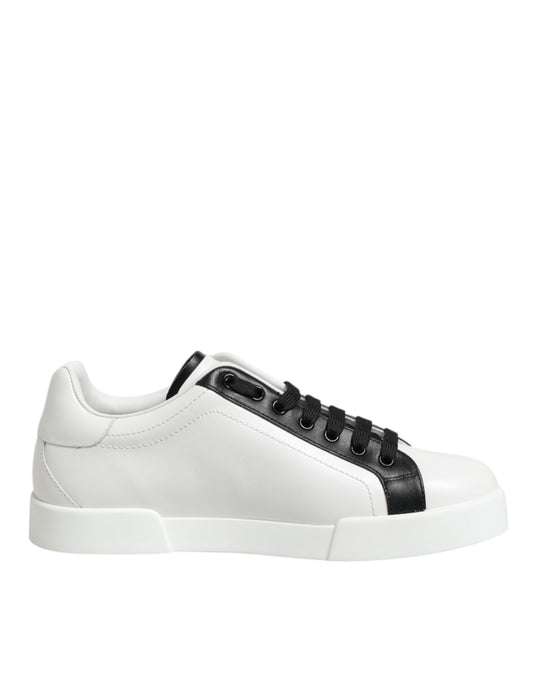 Dolce & Gabbana Schwarz Weiß Leder Portofino Sneaker Schuhe