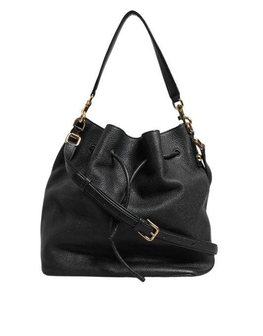 Dolce & Gabbana Schwarz Leder Schulter Crossbody Bucket Frauen Borse Tasche