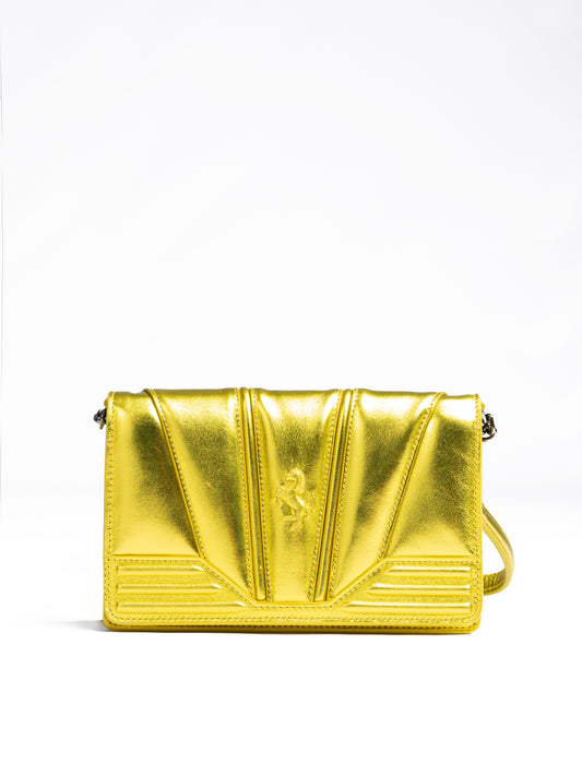 Ferrari Metall Gelbe GT Lackledertasche mit Kette