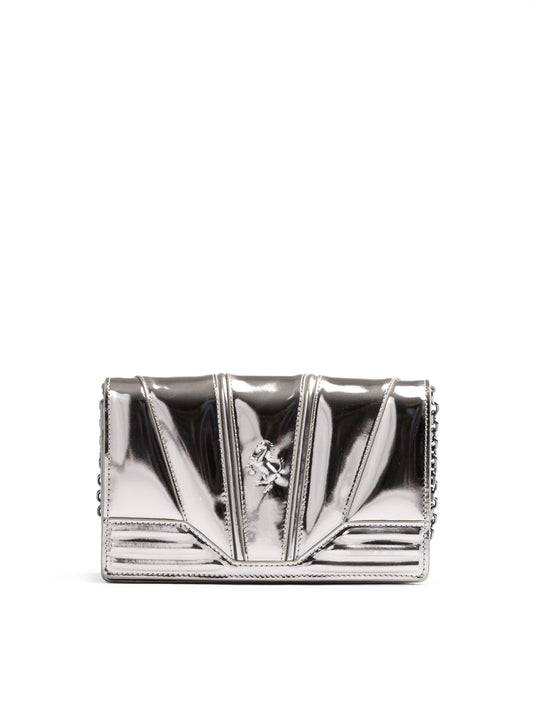 Ferrari Metal Silver GT Lackleder Tasche mit Kette