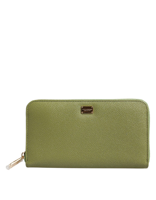 Dolce & Gabbana Grünes Leder Logo Plaque Zip um Continenta Brieftasche