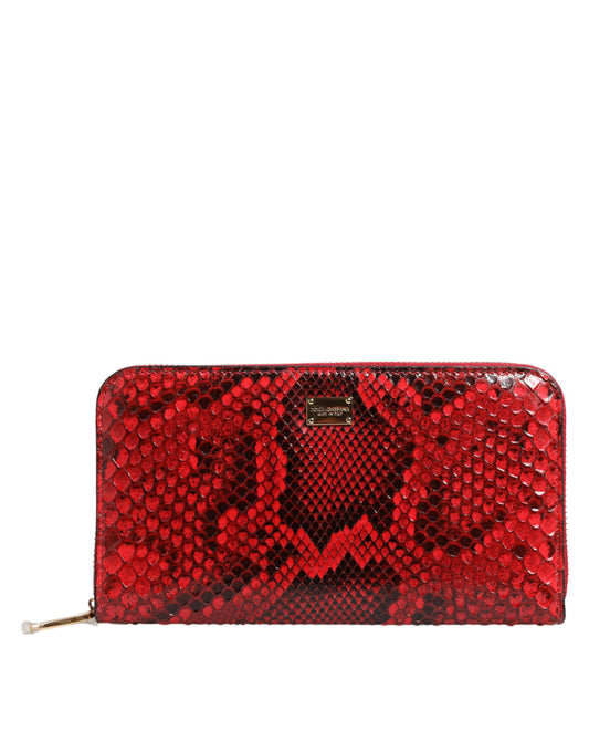 Dolce & Gabbana Rotes Exotenleder Zip Around Continental Clutch Geldbörse