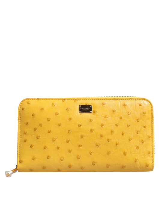 Dolce & Gabbana Gelbe Lederlogoplakette Zip Around Continental Brieftasche