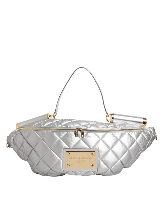 Dolce & Gabbana Silberne gesteppte gefüllte Crossbody-Umhängetasche SICILY Bag