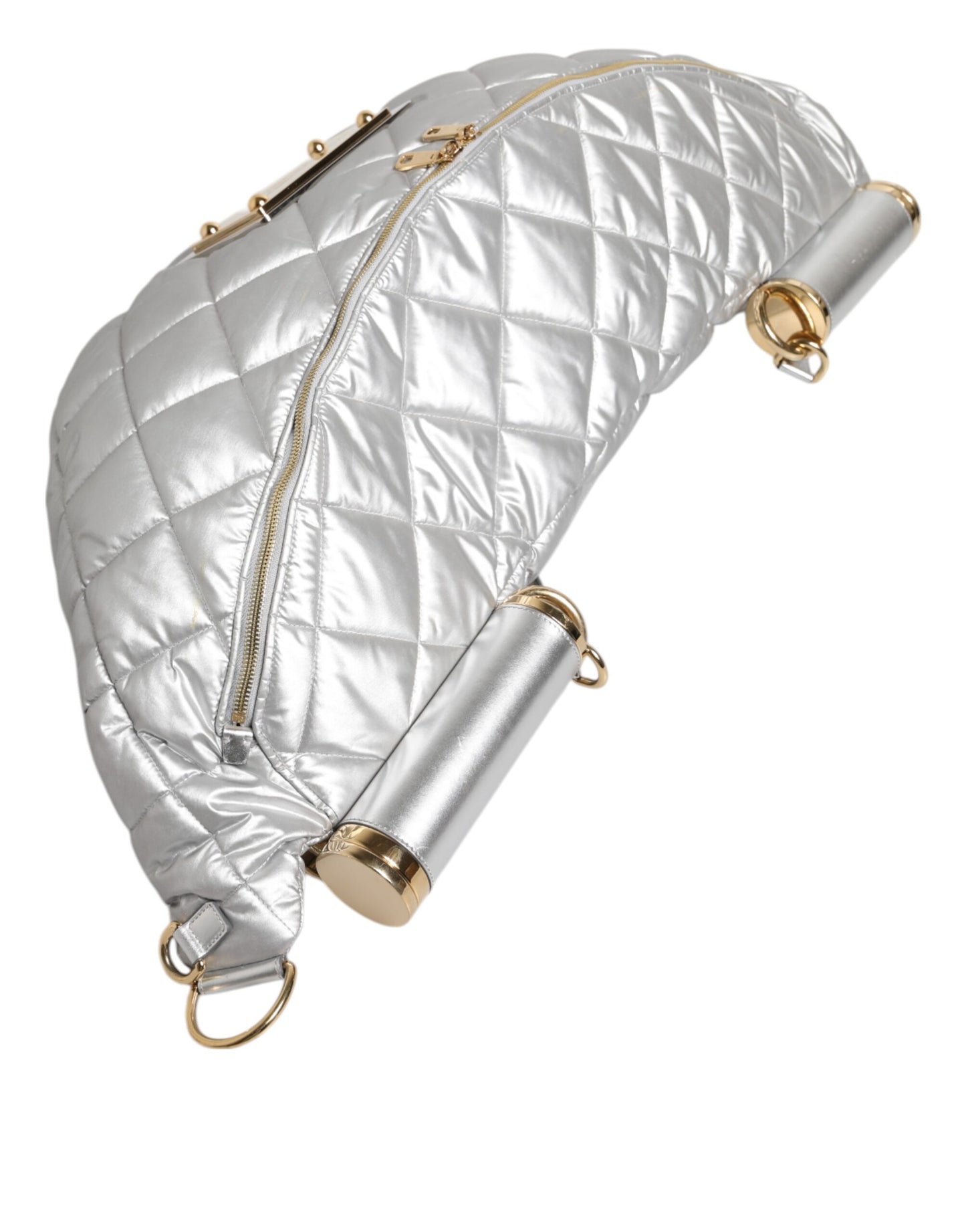 Dolce & Gabbana Silberne gesteppte gefüllte Crossbody-Umhängetasche SICILY Bag