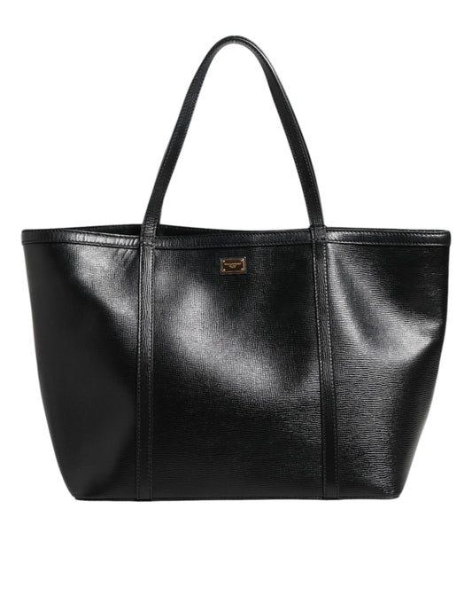 Dolce & Gabbana Schwarz Leder Miss Escape Shopping Tote Frauen Borse Tasche