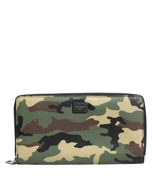 Dolce & Gabbana Multicolor Camouflage Logo Zip Around Continental Geldbörse