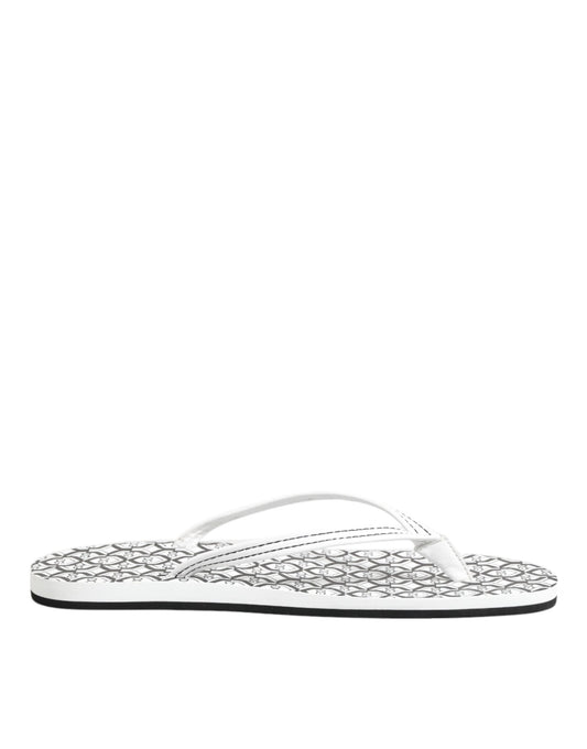 Dolce & Gabbana Schwarz Weiß Logo Beachwear Flats Slipper Schuhe