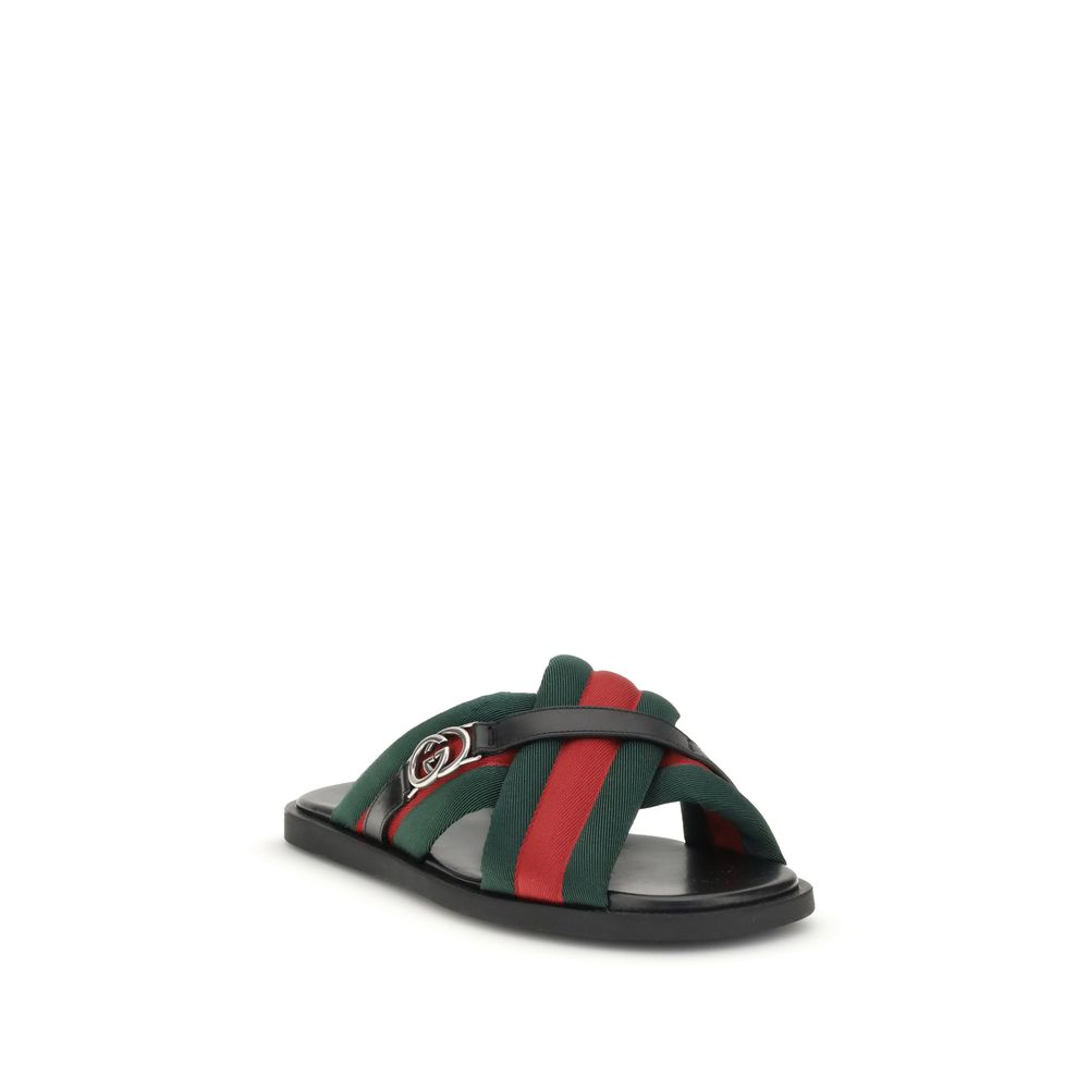 Gucci Stegsandalen mit ineinander greifendem GG