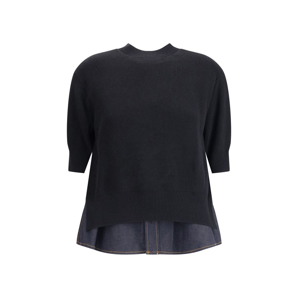 Sacai Pullover mit Denim-Details