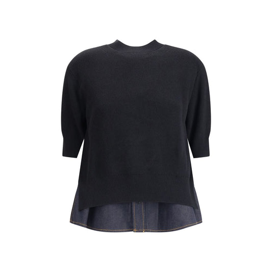 Sacai Pullover mit Denim-Details