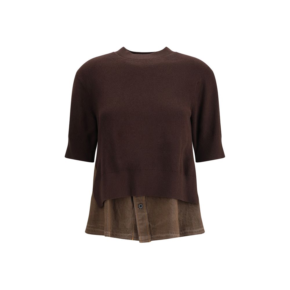 Sacai Pullover mit Denim-Details
