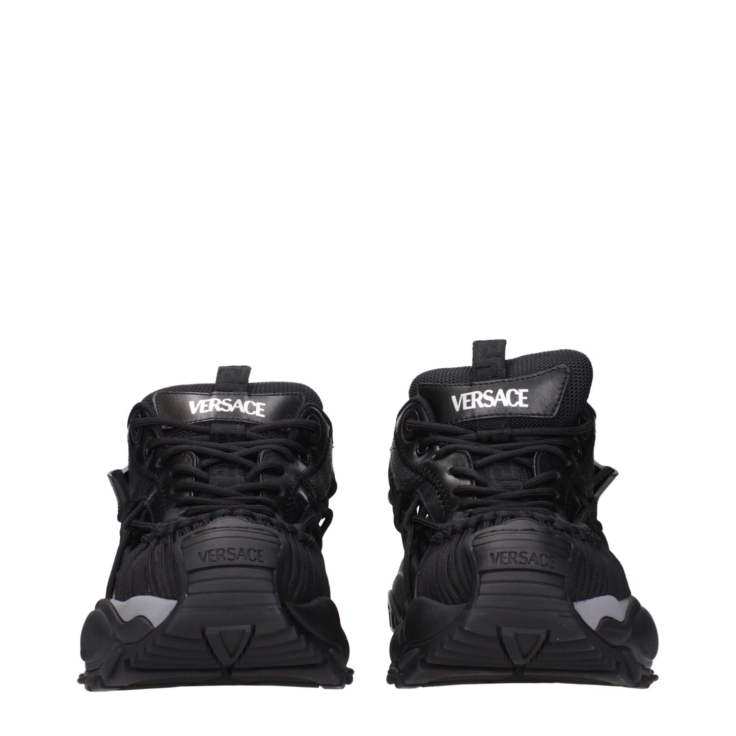Versace Schwarzes Leder Sportliche Turnschuhe