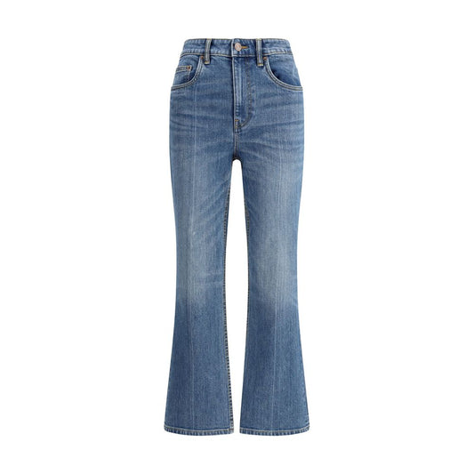 Tory Burch Hellblaue Baumwoll-Jeans im Cropped-Stil