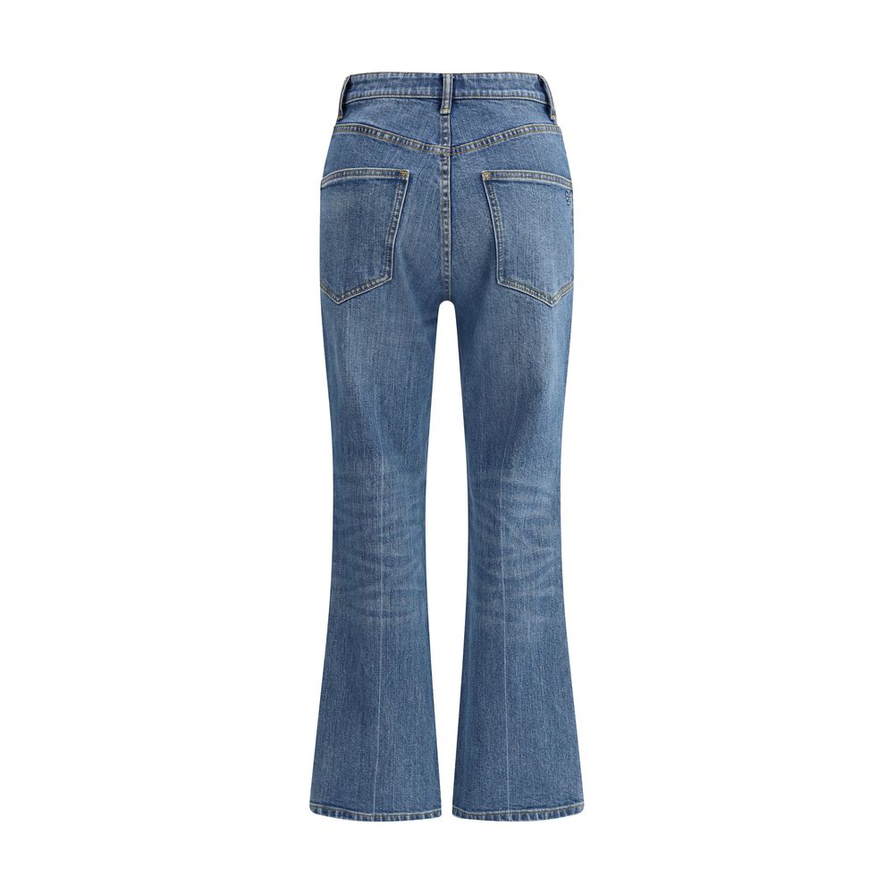 Tory Burch Hellblaue Baumwoll-Jeans im Cropped-Stil