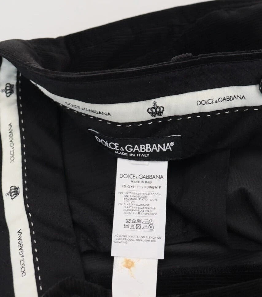 Dolce & Gabbana Schwarze schmale Hose aus Stretch-Baumwolle Chino-Hose