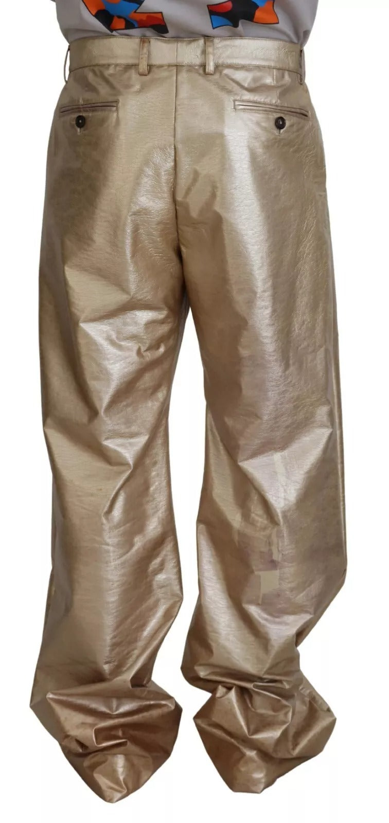 Dolce & Gabbana Metallic Gold Polyester StraightTrouser Hose