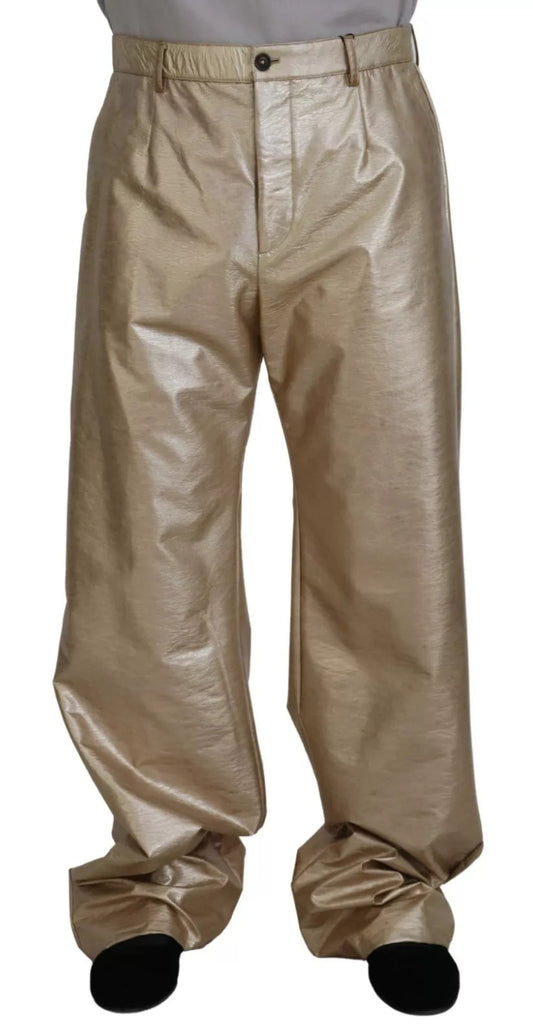 Dolce & Gabbana Metallic Gold Polyester StraightTrouser Hose