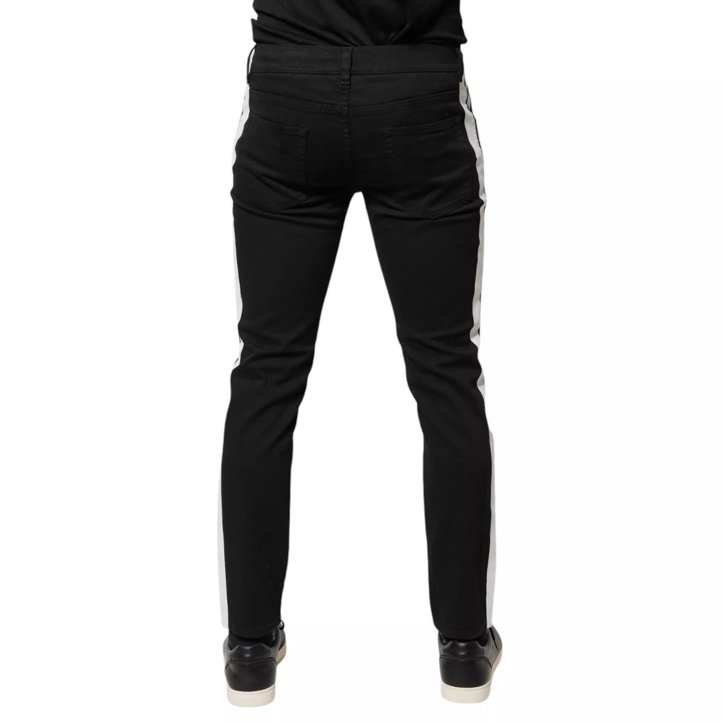 Dolce & Gabbana Schwarz zerfleddert Weißes Futter Skinny Denim Jeans