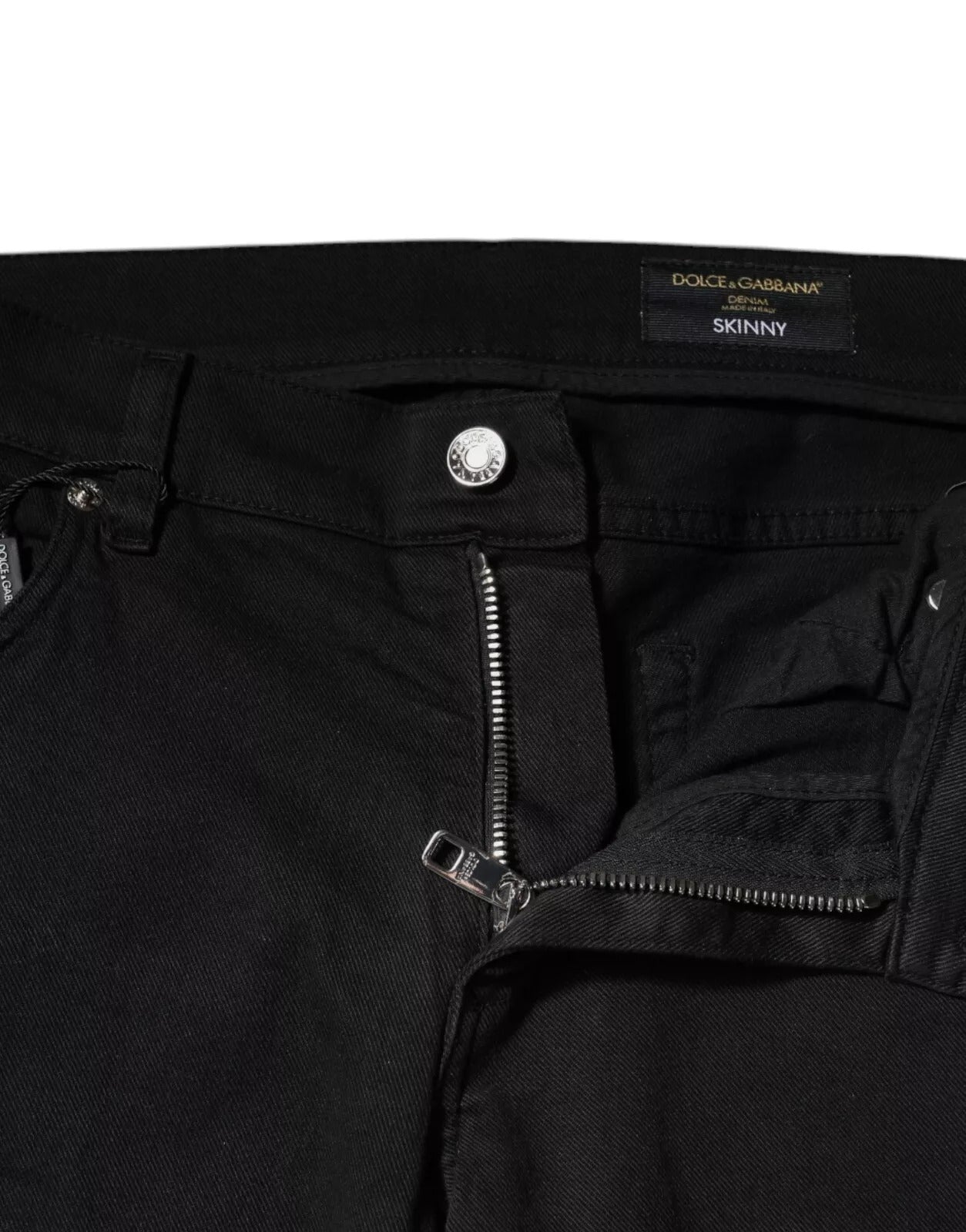 Dolce & Gabbana Schwarz zerfleddert Weißes Futter Skinny Denim Jeans