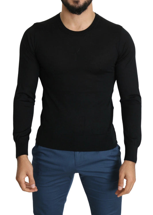 Dolce & Gabbana Schwarzer Pullover aus Kaschmir mit Rundhalsausschnitt