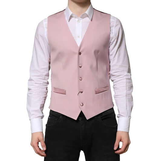 Dolce & Gabbana Rosa Wolle Kleid Formal Männer Weste Weste