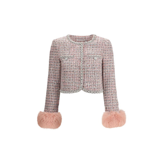 Self-Portrait Bouclé-Pelzjacke mit Bündchen