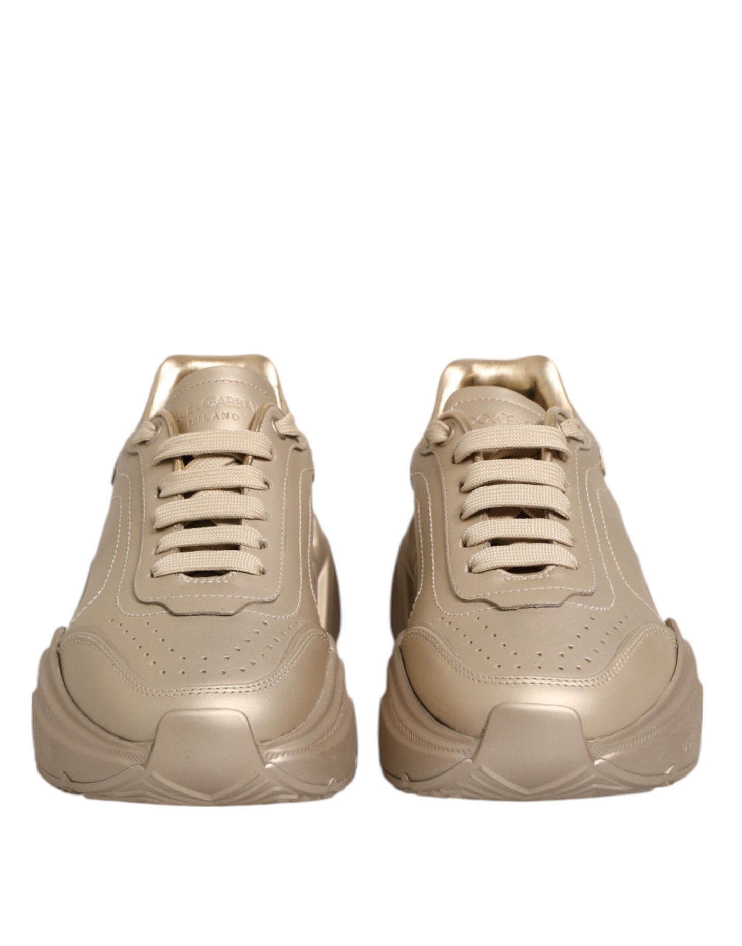 Dolce & Gabbana Gold Leder Daymaster Damen Sneaker Schuhe