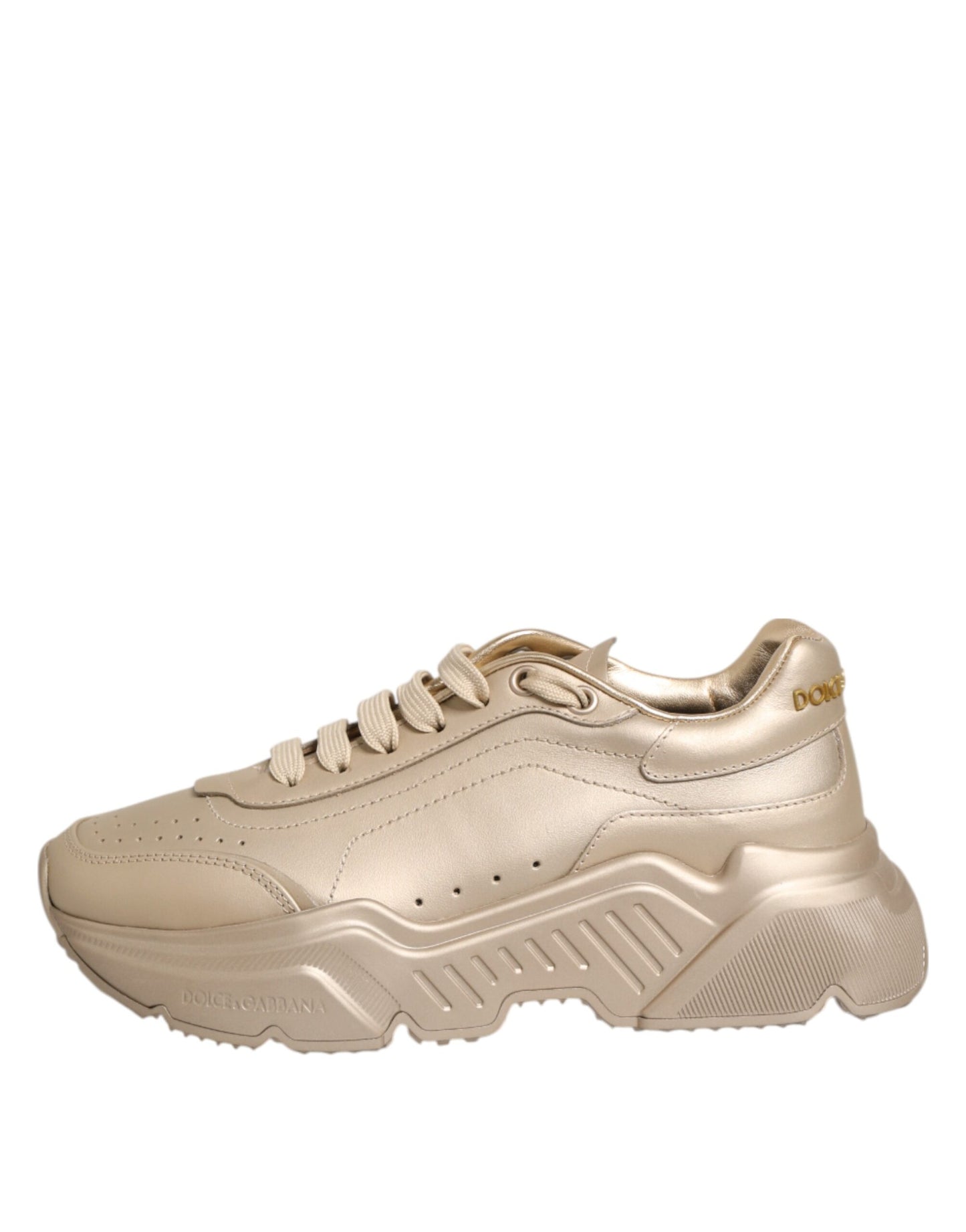 Dolce & Gabbana Gold Leder Daymaster Damen Sneaker Schuhe