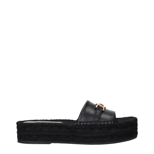 Versace Schwarze Lederpantoffeln Sandalen