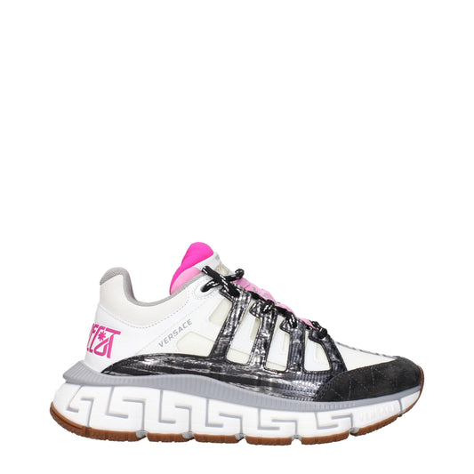 Versace Weißer Stoff Sportliche Turnschuhe