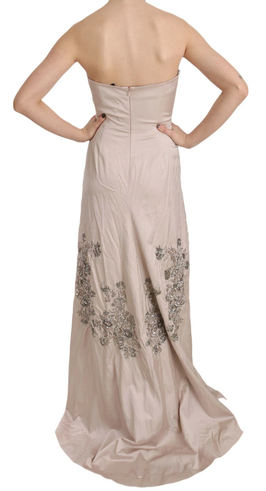 Dolce & Gabbana Beige Paillettenbesetztes Ballkleid mit Blumenmuster