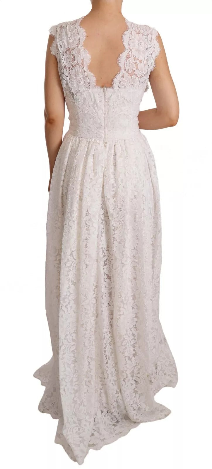 Dolce & Gabbana Weißes Blumen-Spitzen-Korsett Langes Maxikleid