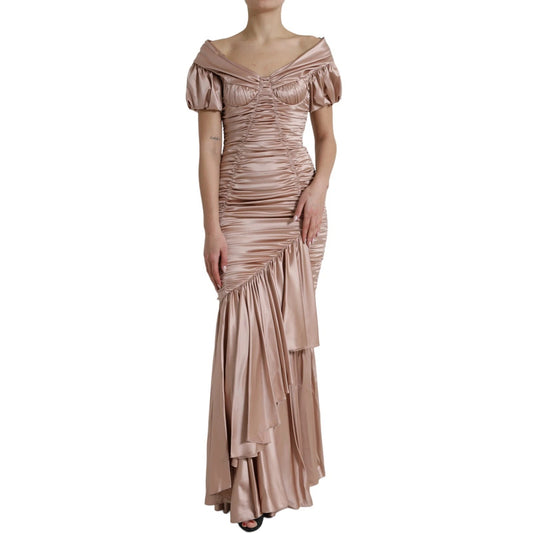 Dolce & Gabbana Rosa Seiden-Stretch-Etuikleid im Meerjungfrauen-Look