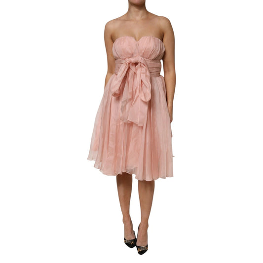 Dolce & Gabbana Rosa Seidenchiffon A-Linie plissiertes Midikleid