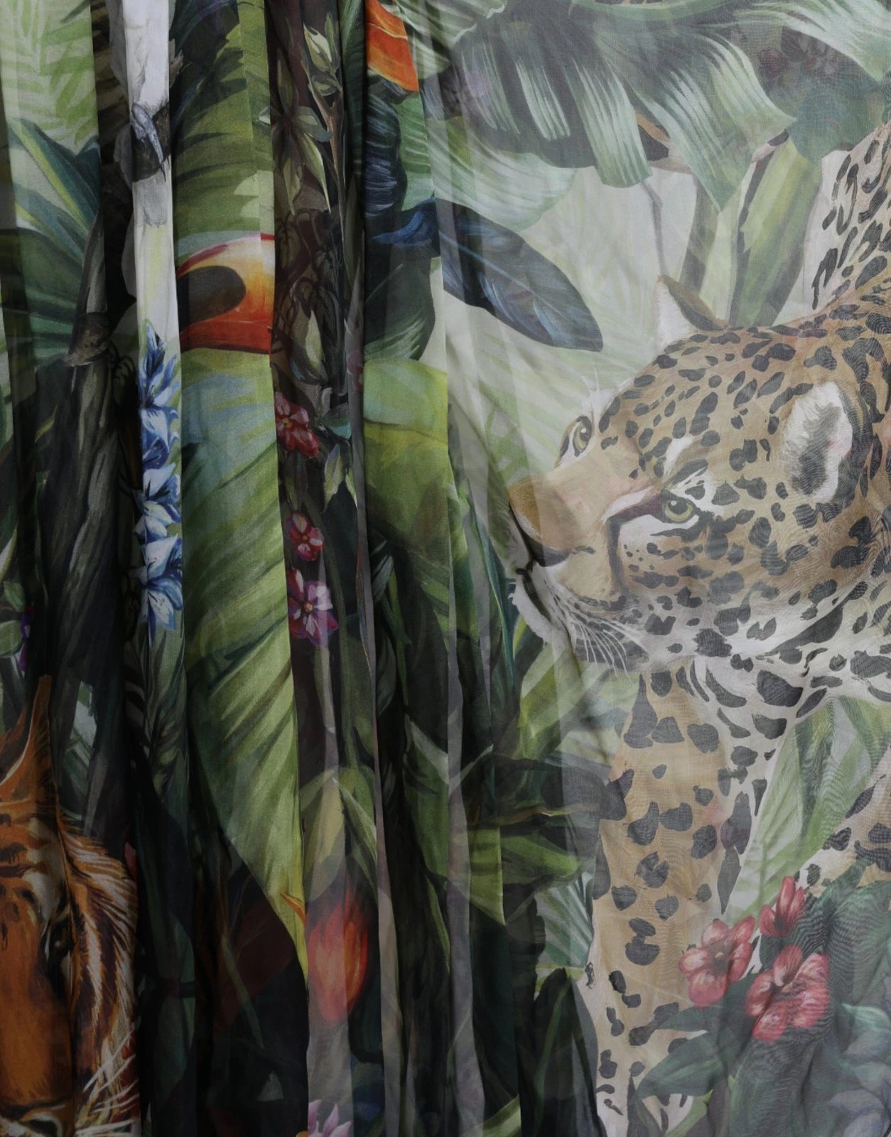 Dolce & Gabbana Multicolor Seide Dschungel Print Damen Maxikleid