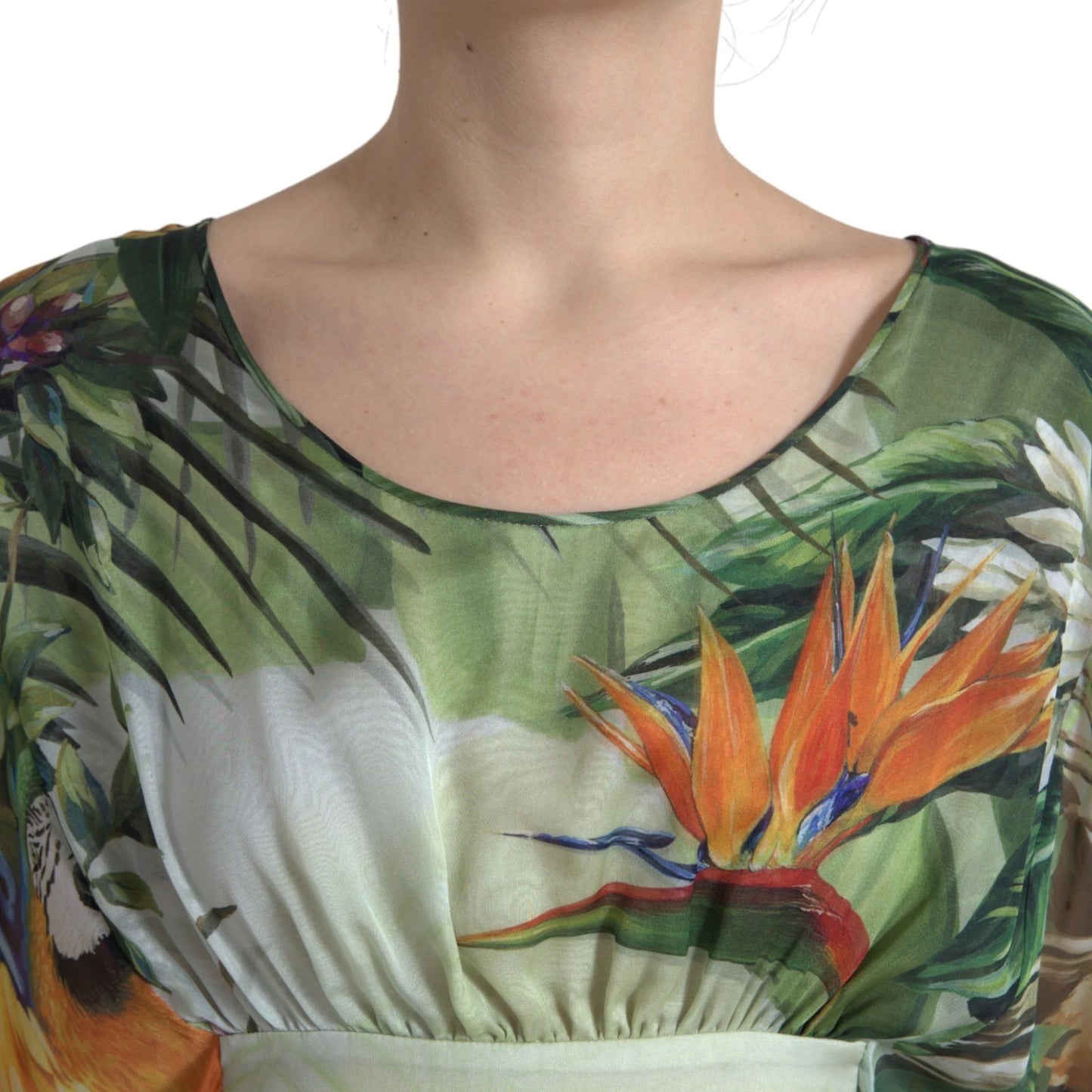 Dolce & Gabbana Multicolor Seide Dschungel Print Damen Maxikleid