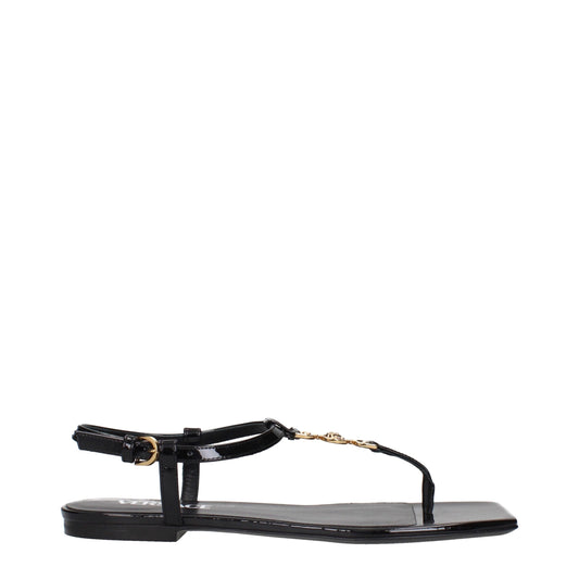 Versace Schwarze Flip-Flop-Sandalen aus Leder