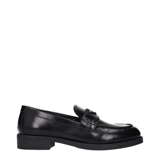 Prada Schwarze Leder Slipper