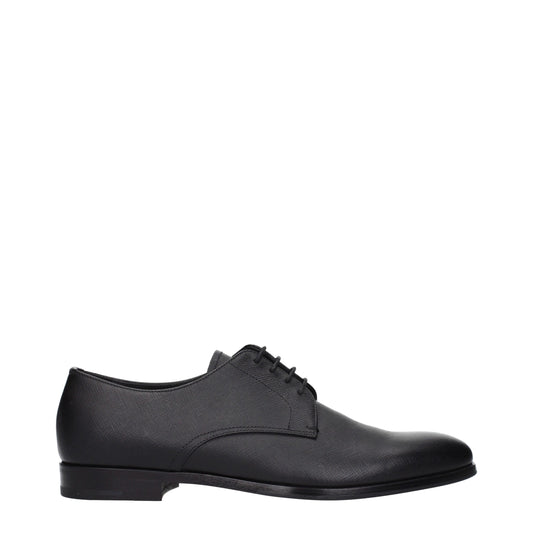 Prada Schwarze Leder Oxfords und Derbies