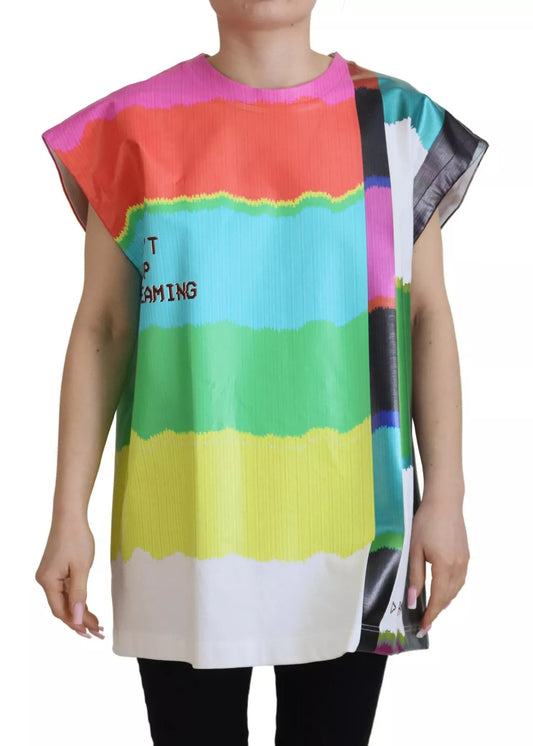 Dolce & Gabbana Multicolor Print Bluse Baumwolltank TV Print T-shirt