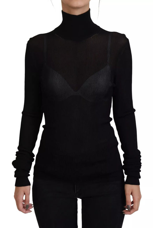 Dolce & Gabbana Schwarzer Rollkragenpullover mit schmaler Passform