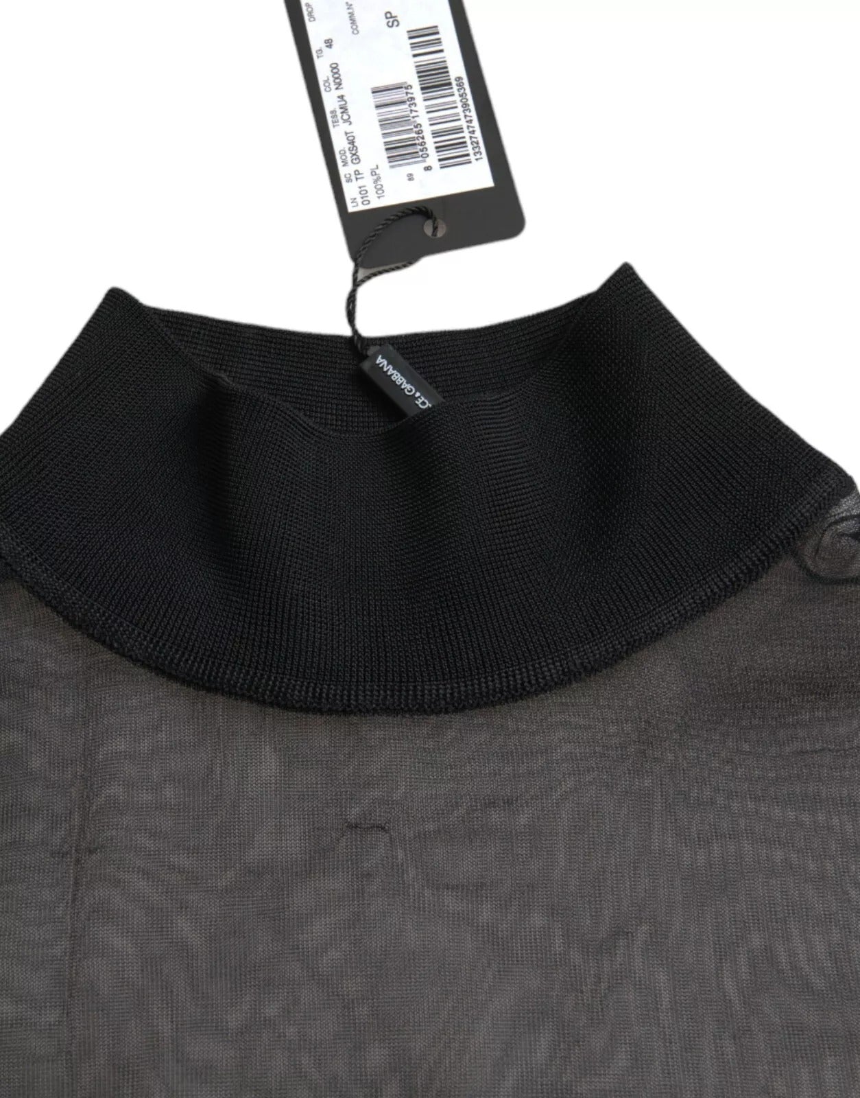 Dolce & Gabbana Schwarzes Netz-Rollkragen-Top mit durchsichtiger Bluse