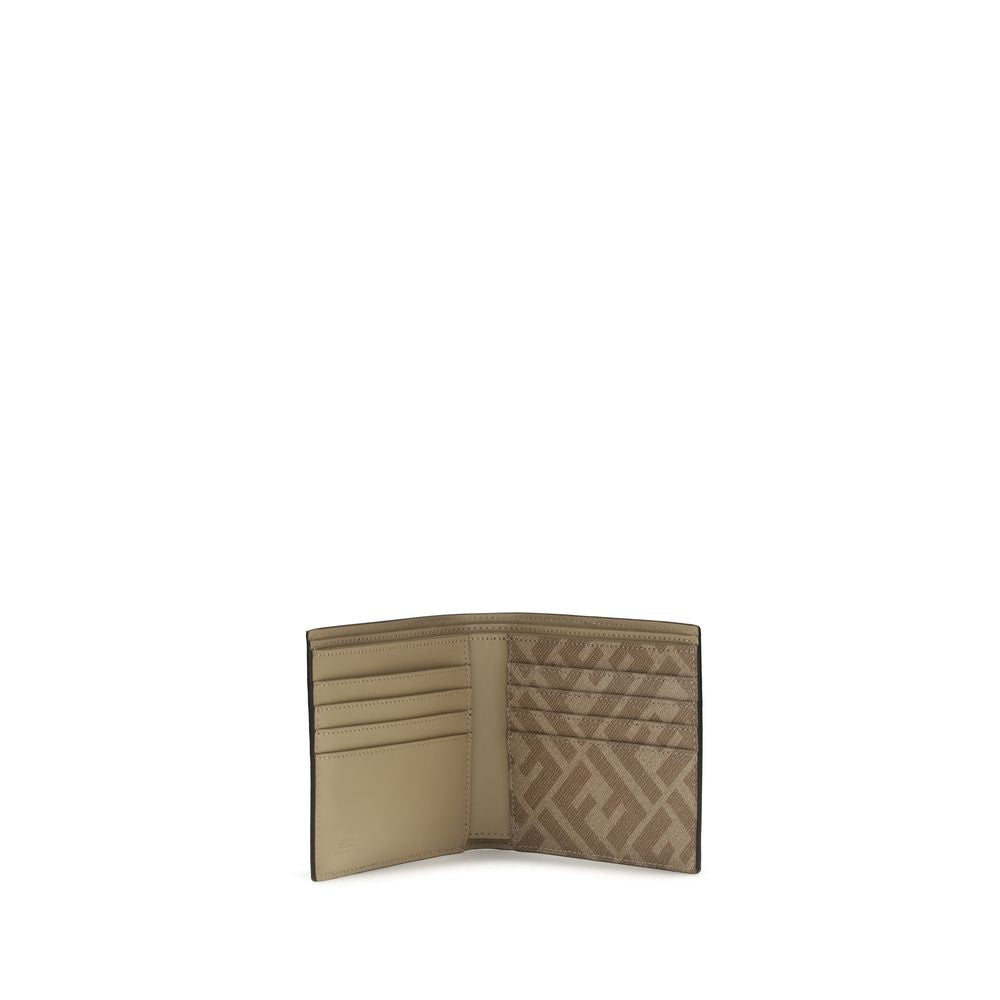 Fendi FF Brieftasche aus Leder und Segeltuch