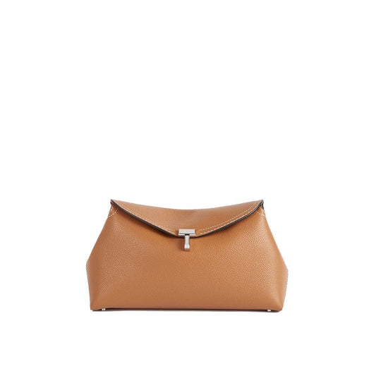 TOTEME T-Lock Clutch aus genarbtem Leder Tasche