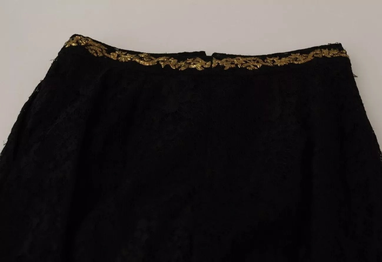 Dolce & Gabbana Schwarze Spitze Gold Barock SPECIAL PIECE Shorts