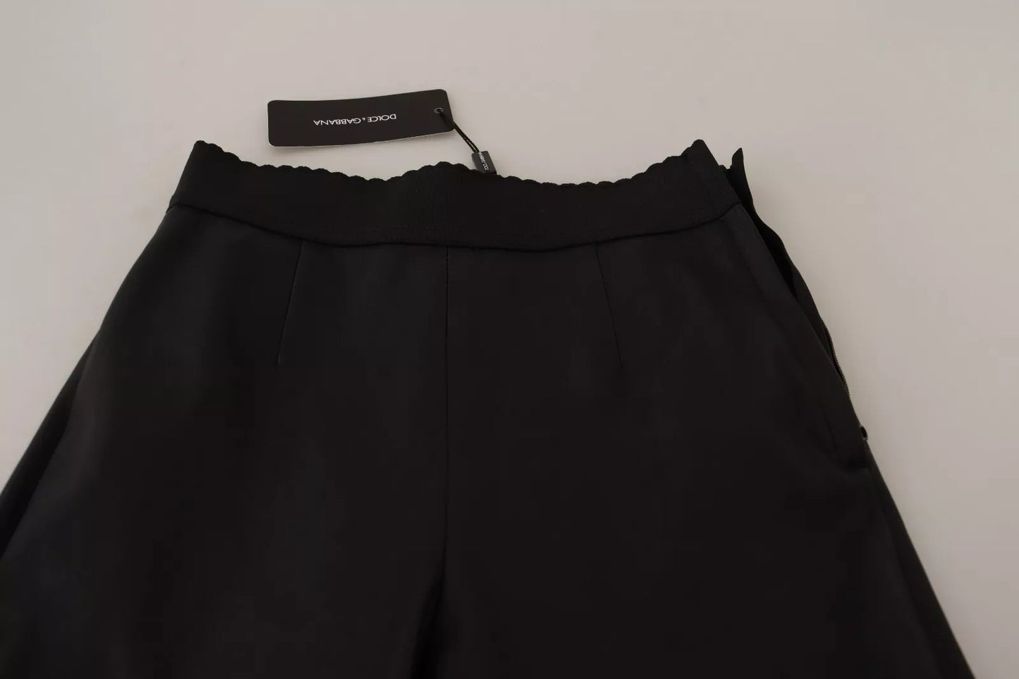 Dolce & Gabbana Schwarze Lederhose mit elastischer Taille